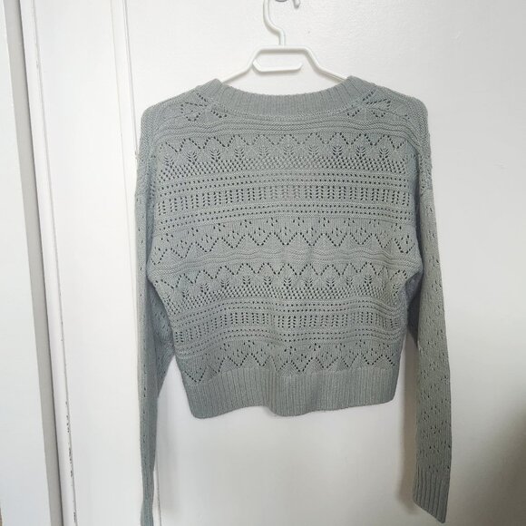 twik Pointelle Knit Cropped Cardigan - Green - Picture 2 of 8